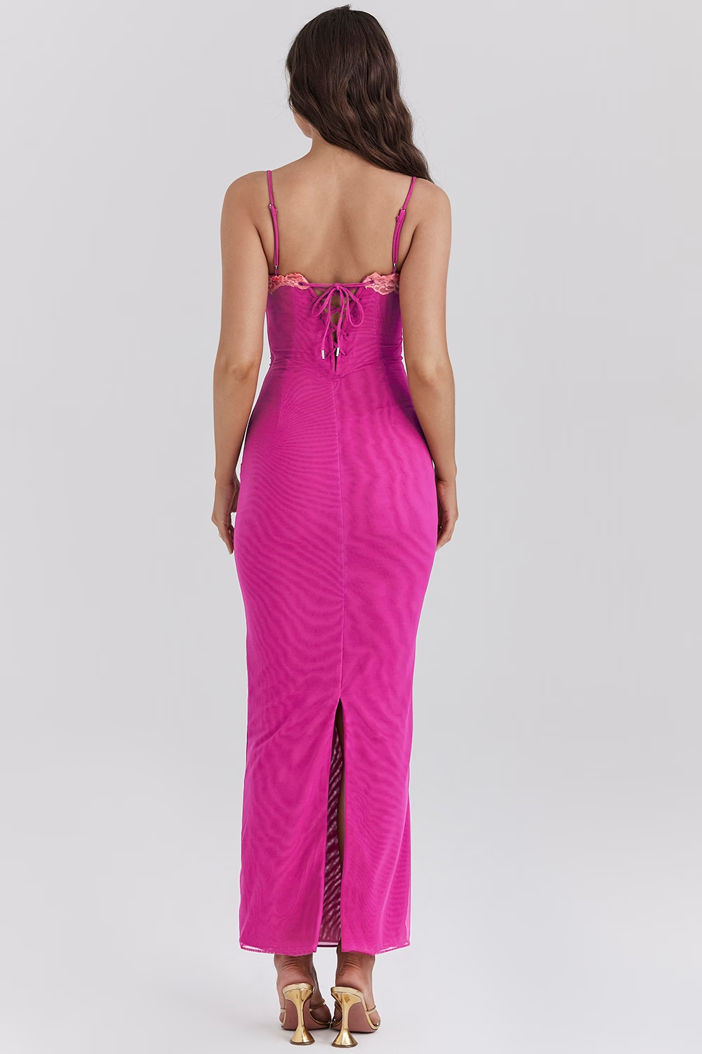 Ivy Contrast Lace Slit Maxi DressI