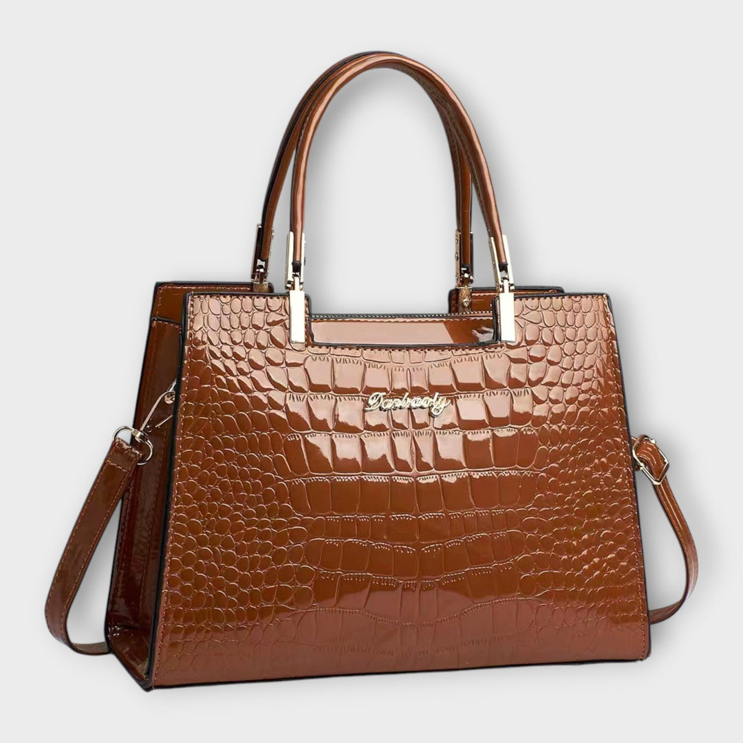 Ivy - Glossy Crocodile Leather Pattern Handbag
