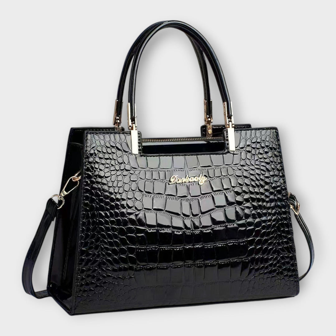 Ivy - Glossy Crocodile Leather Pattern Handbag