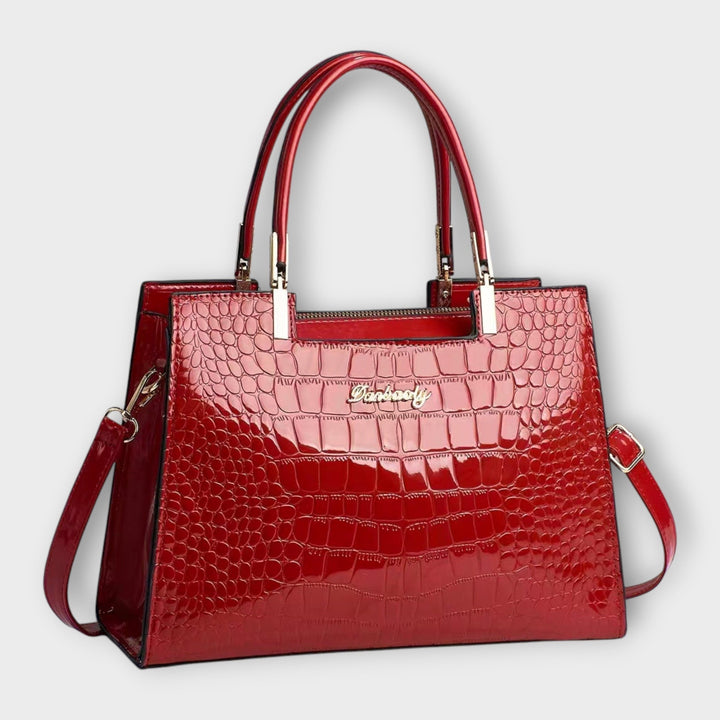 Ivy - Glossy Crocodile Leather Pattern Handbag