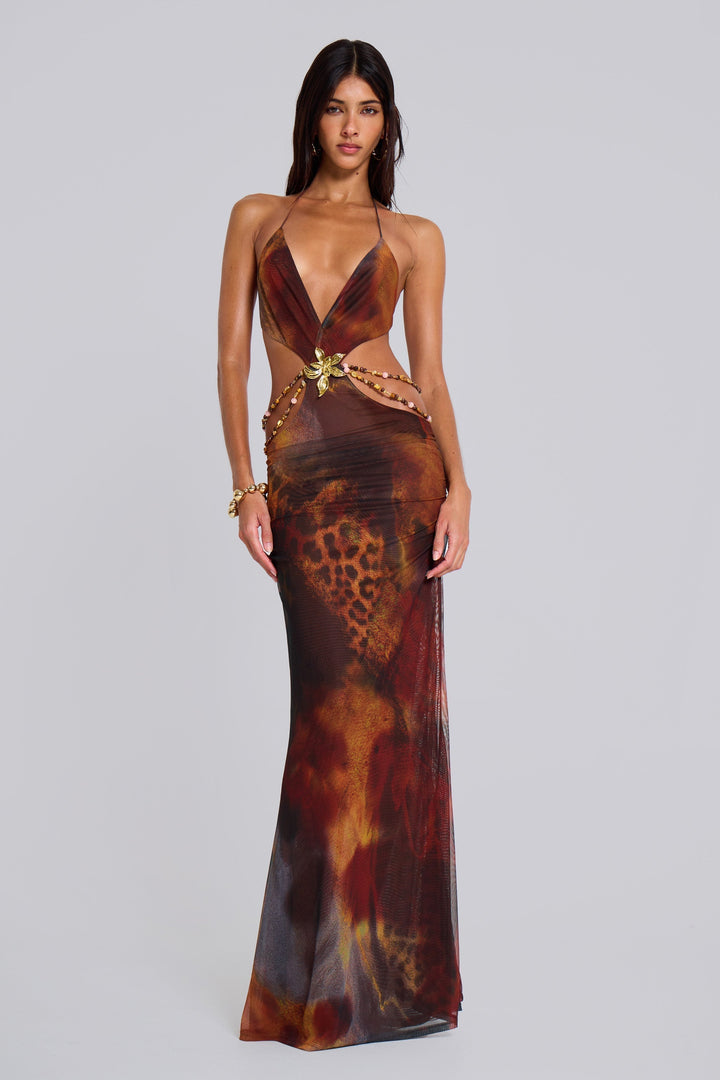 Ivy Jungle Maxi Dress in Whiskey