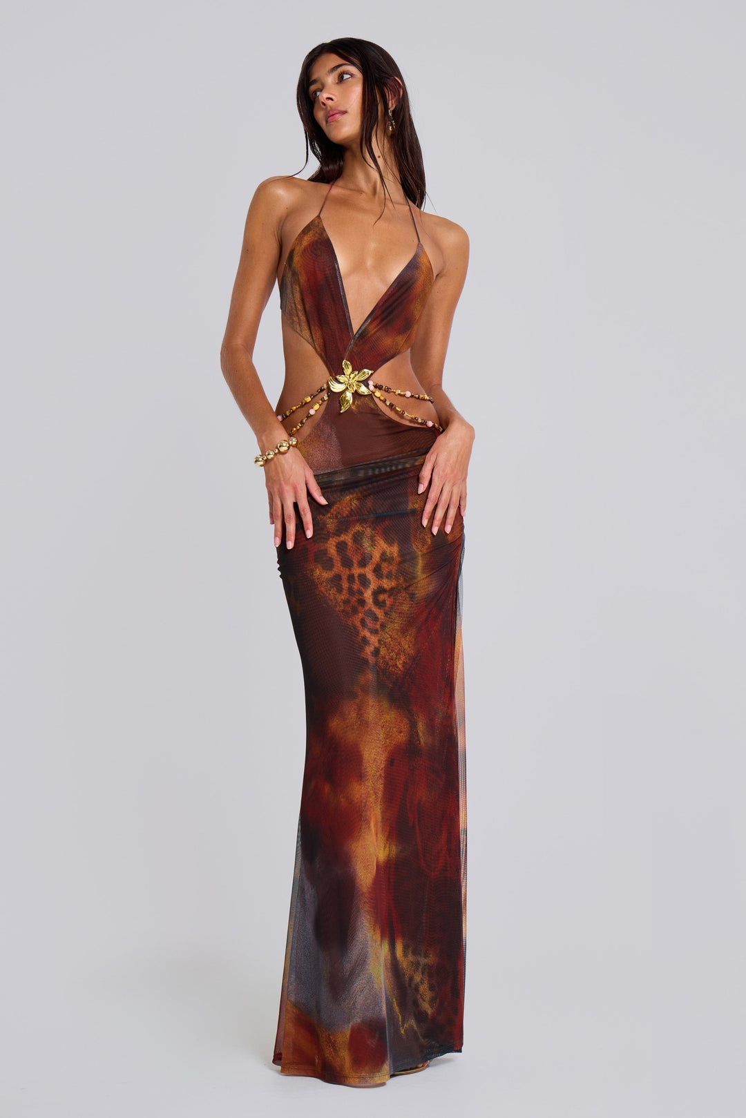 Ivy Jungle Maxi Dress in Whiskey