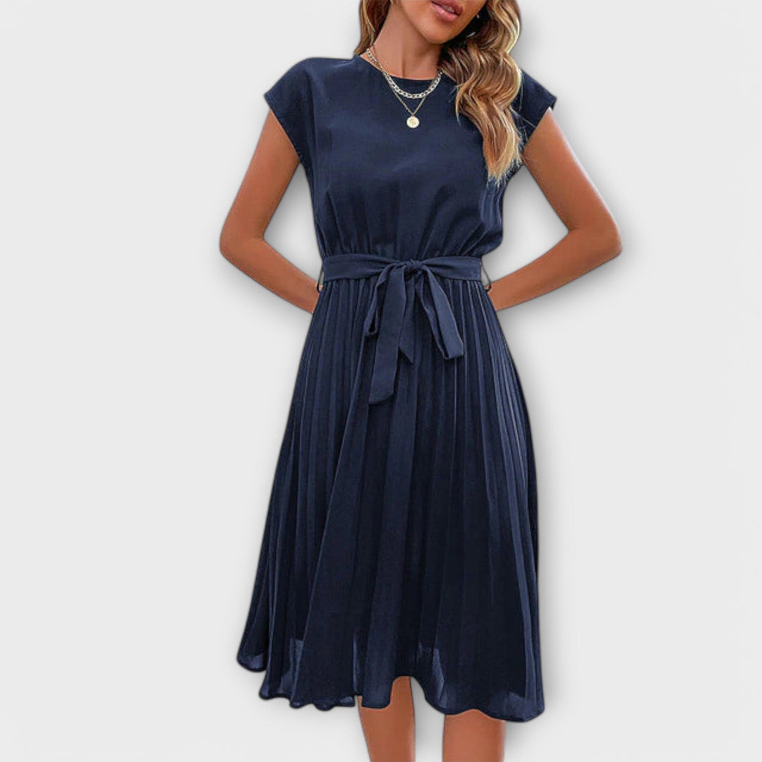 Claire - Short Sleeve, Pleated, Casual Mini Dress