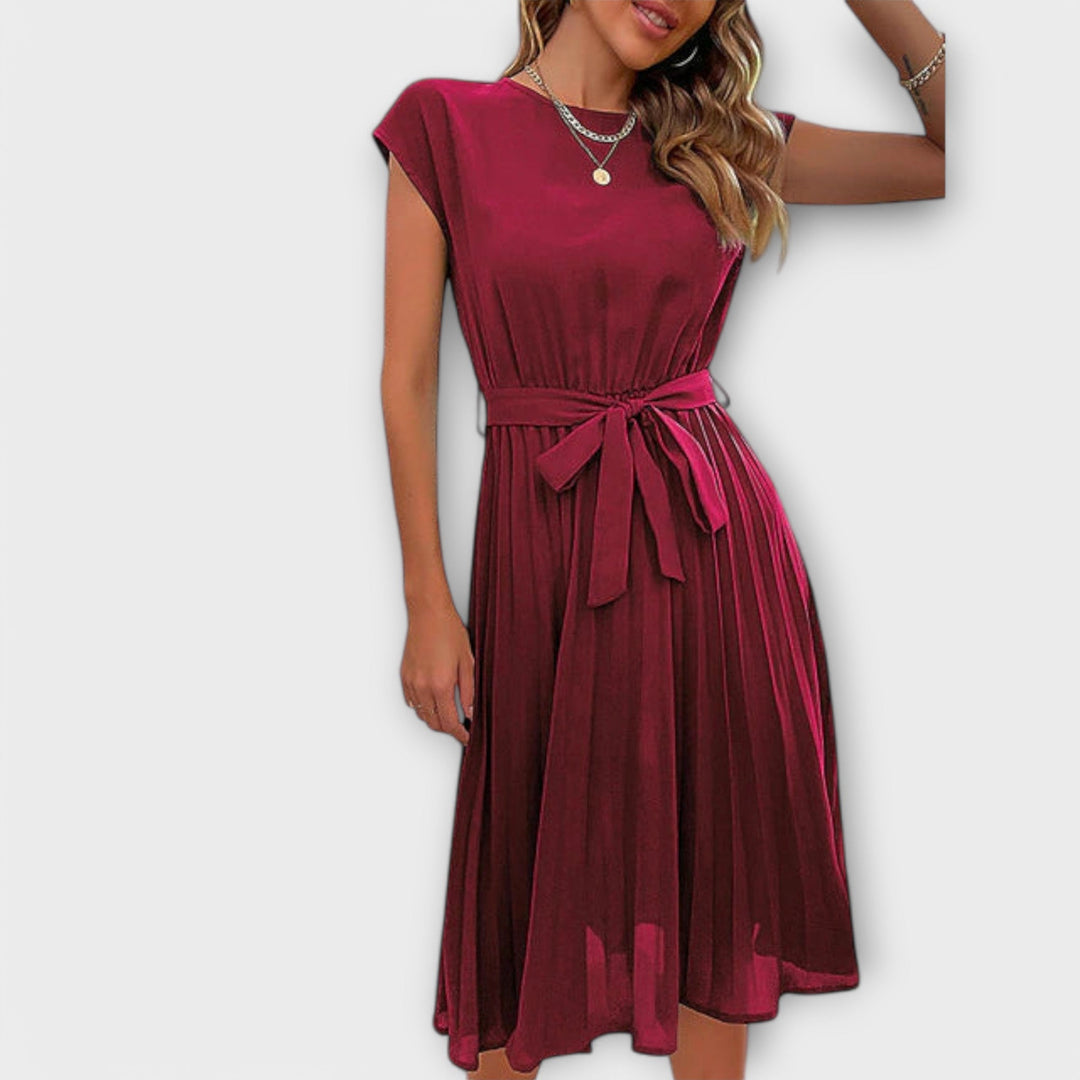 Claire - Short Sleeve, Pleated, Casual Mini Dress