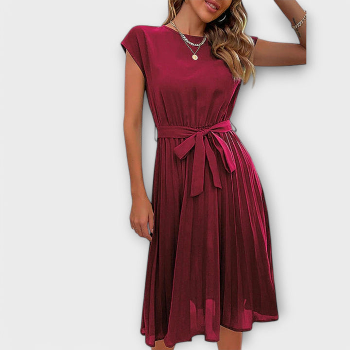 Claire - Short Sleeve, Pleated, Casual Mini Dress