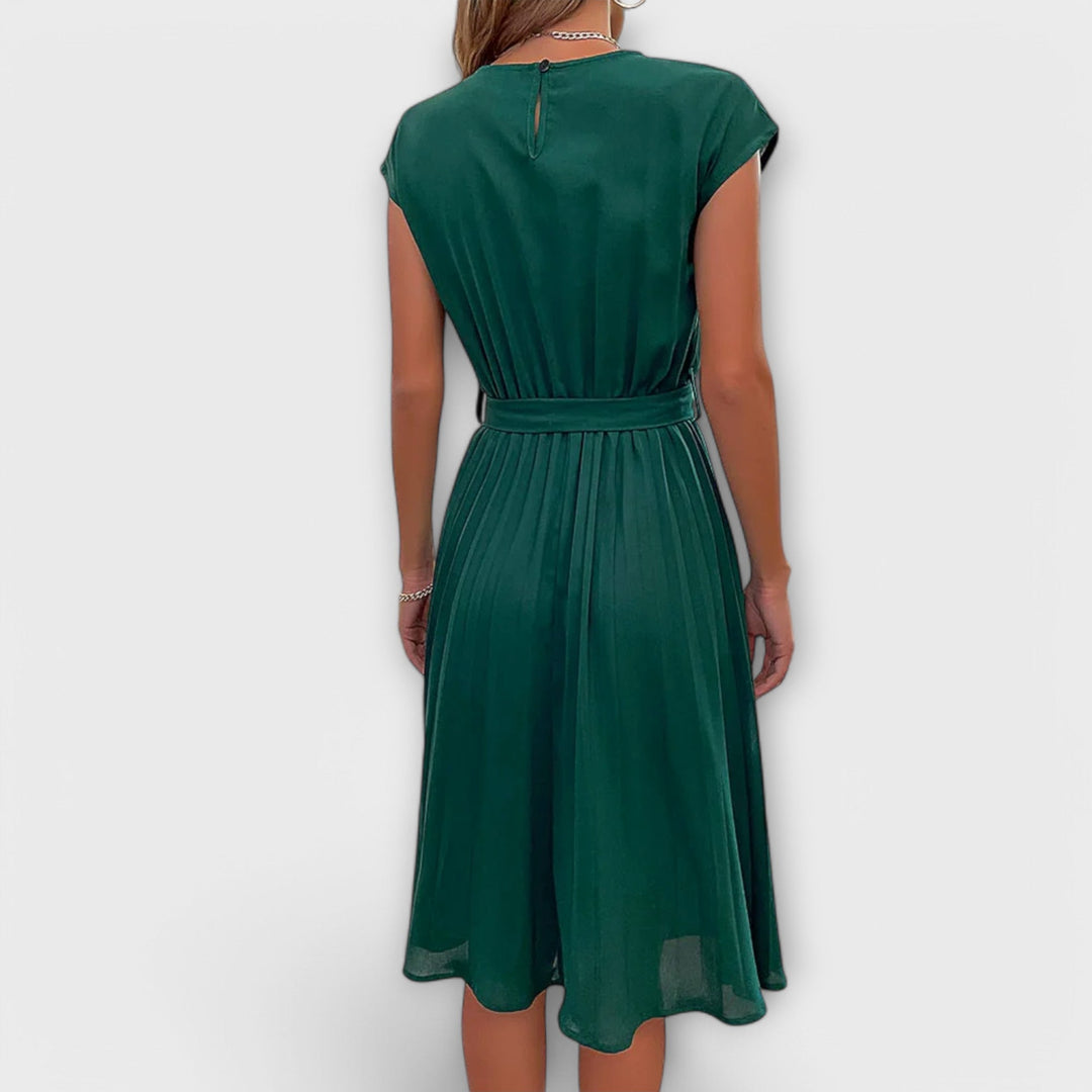 Claire - Short Sleeve, Pleated, Casual Mini Dress