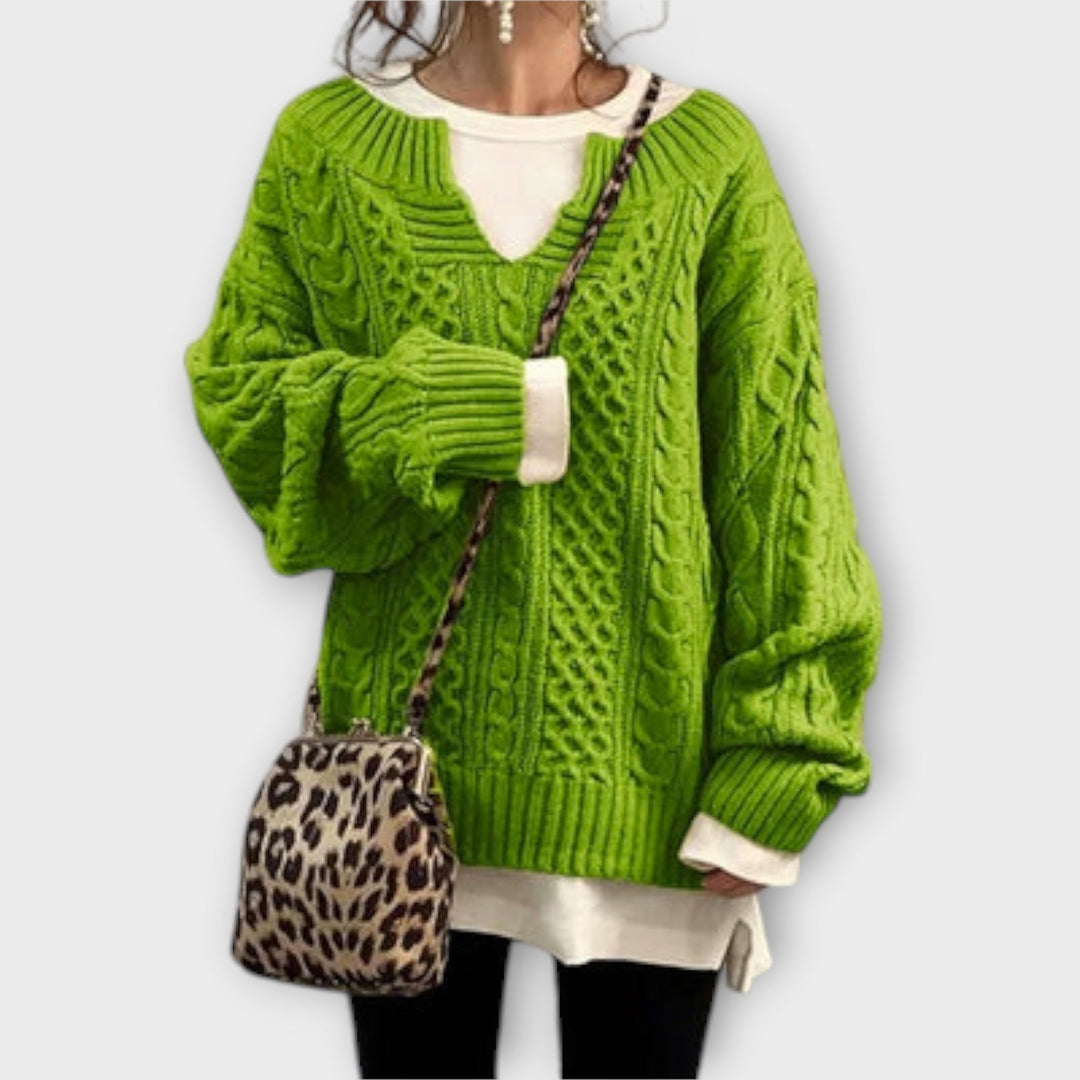 Oversized Sweater with Cable Pattern