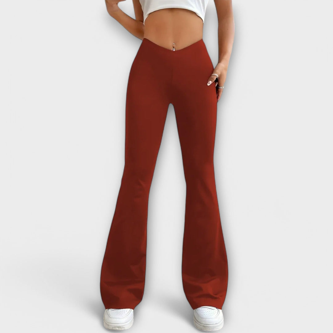 Loose trousers with flared legs