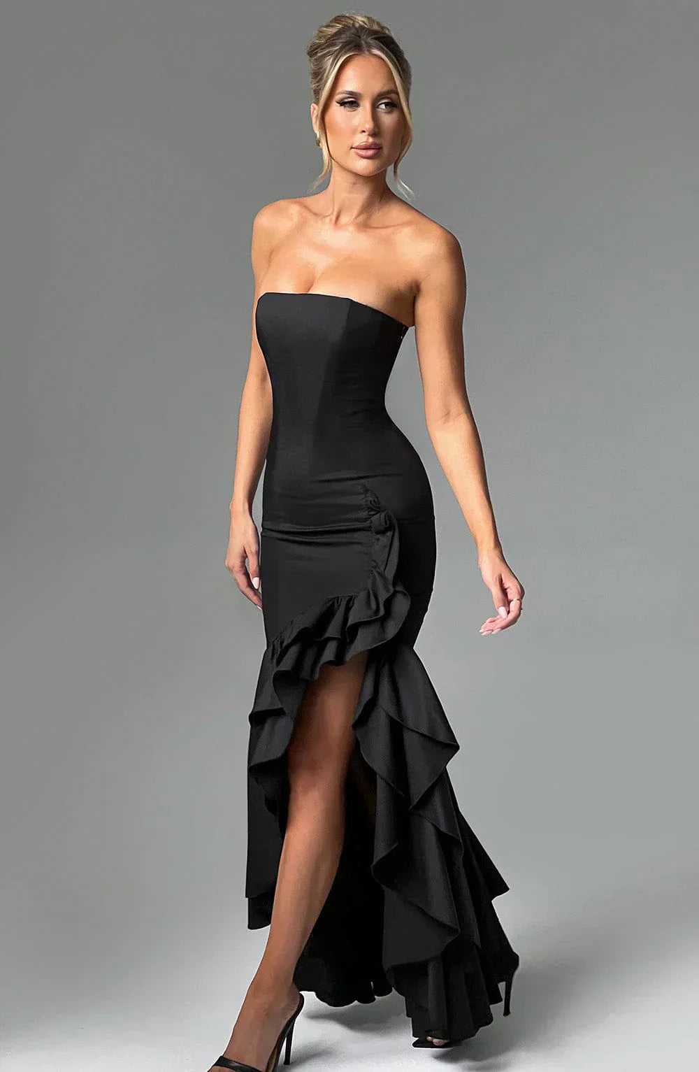 Ivy Sleeveless Slit Ruffle Maxi Dress