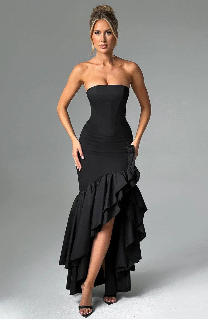 Ivy Sleeveless Slit Ruffle Maxi Dress