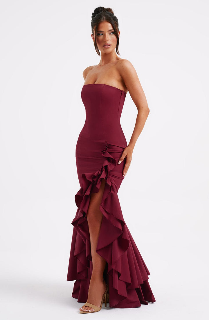 Ivy Sleeveless Slit Ruffle Maxi Dress