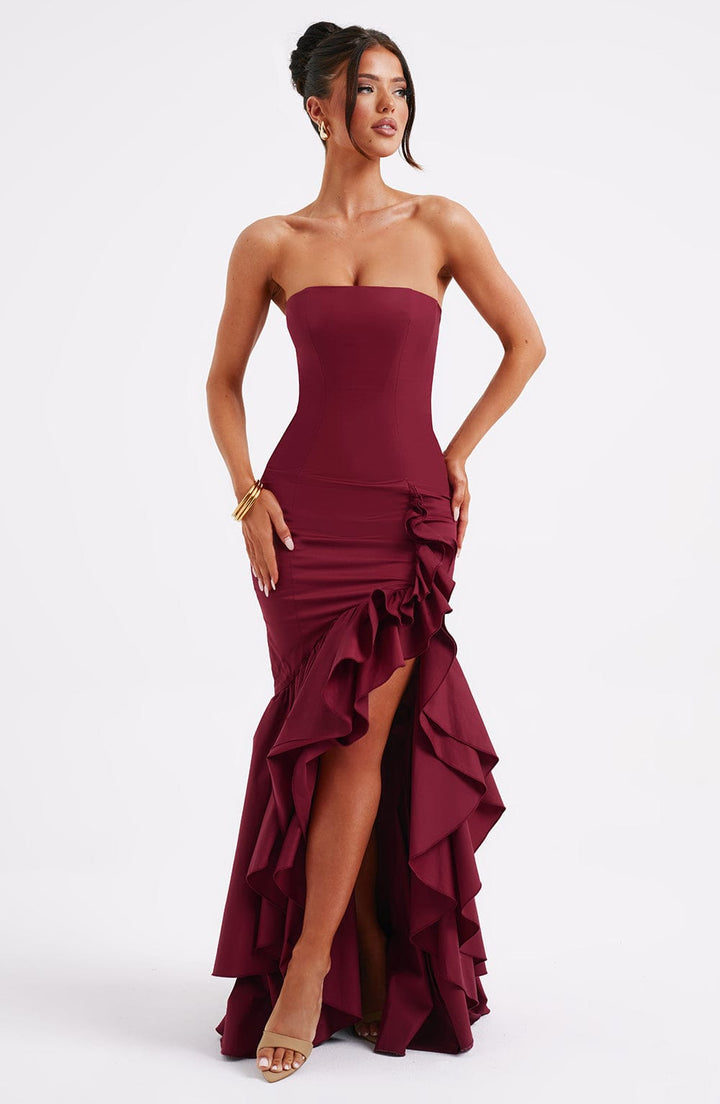 Ivy Sleeveless Slit Ruffle Maxi Dress