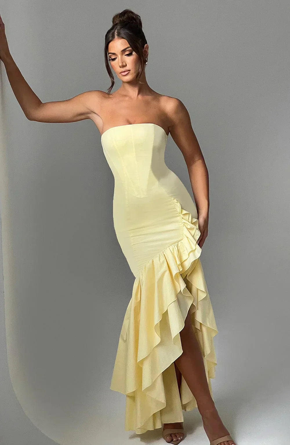 Ivy Sleeveless Slit Ruffle Maxi Dress