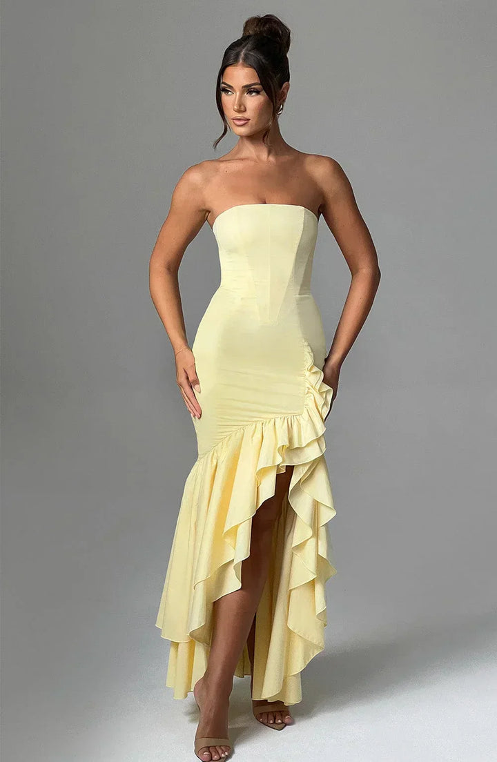 Ivy Sleeveless Slit Ruffle Maxi Dress