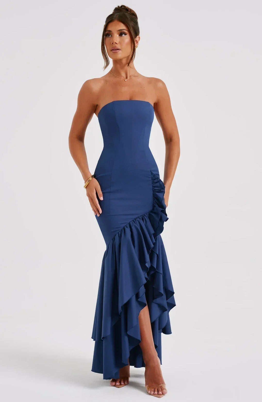 Ivy Sleeveless Slit Ruffle Maxi Dress