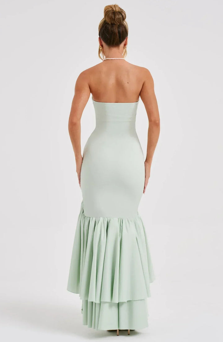 Ivy Sleeveless Slit Ruffle Maxi Dress