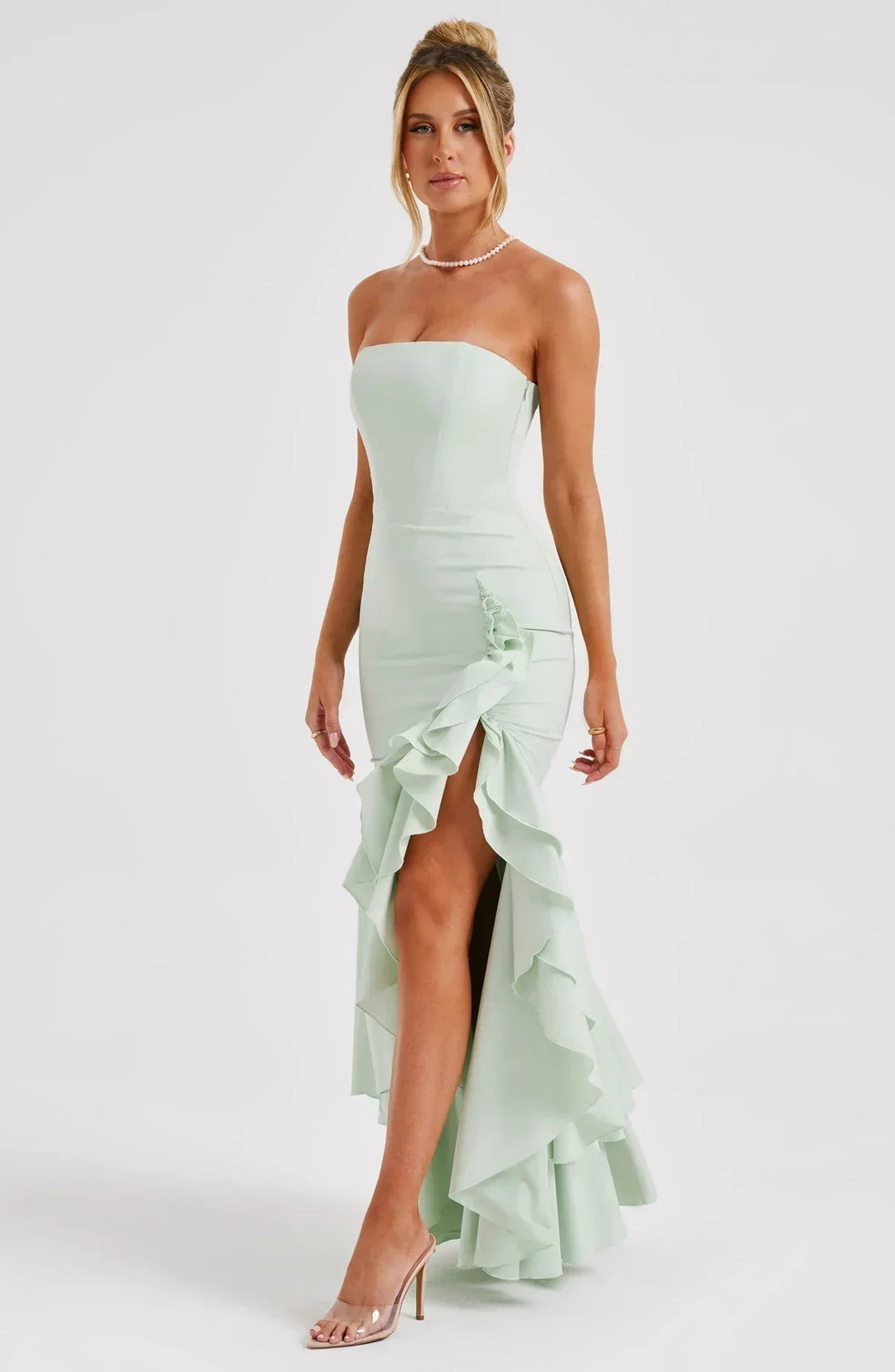 Ivy Sleeveless Slit Ruffle Maxi Dress