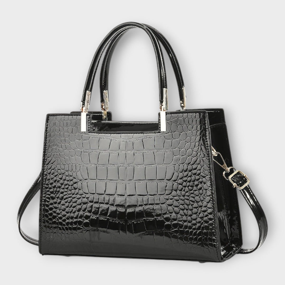 Ivy - Glossy Crocodile Leather Pattern Handbag