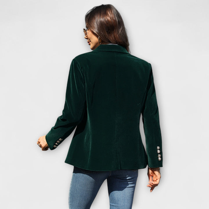 Addison - Velvet Blazer with Gold Button Accents