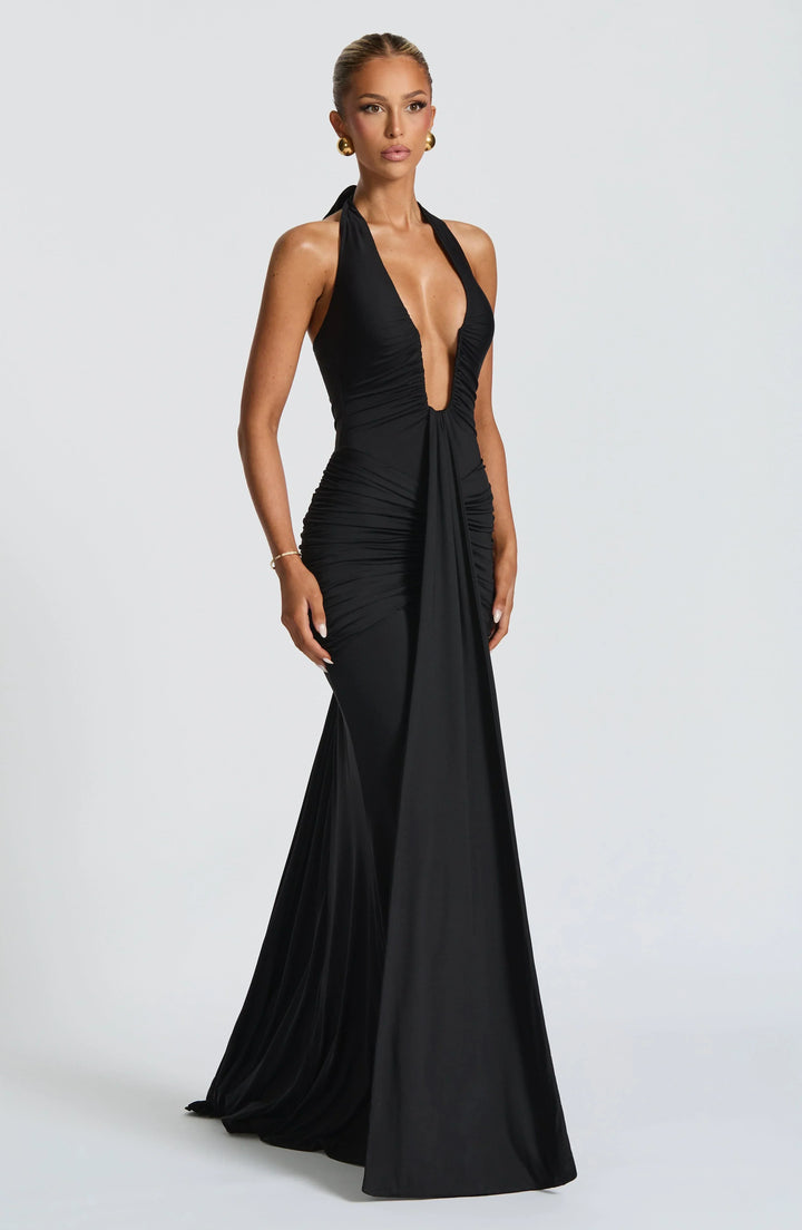 Ivy Draped Jersey Maxi Dress