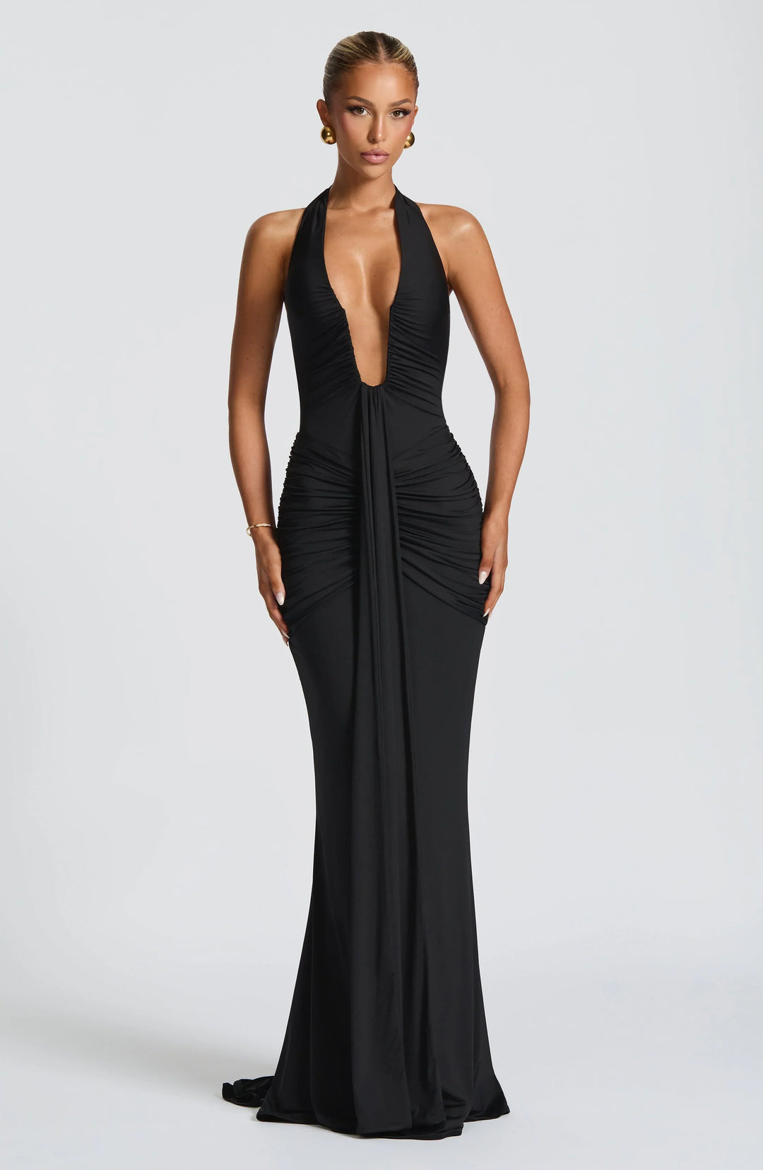 Ivy Draped Jersey Maxi Dress