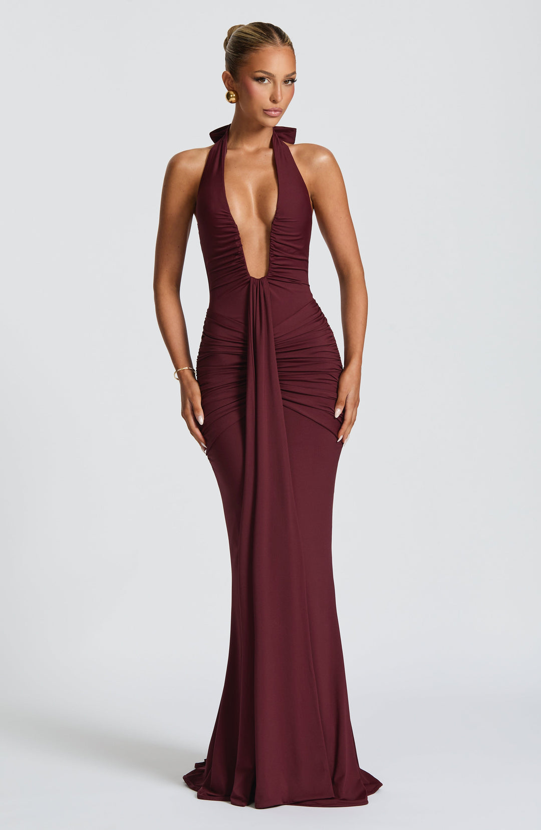Ivy Draped Jersey Maxi Dress