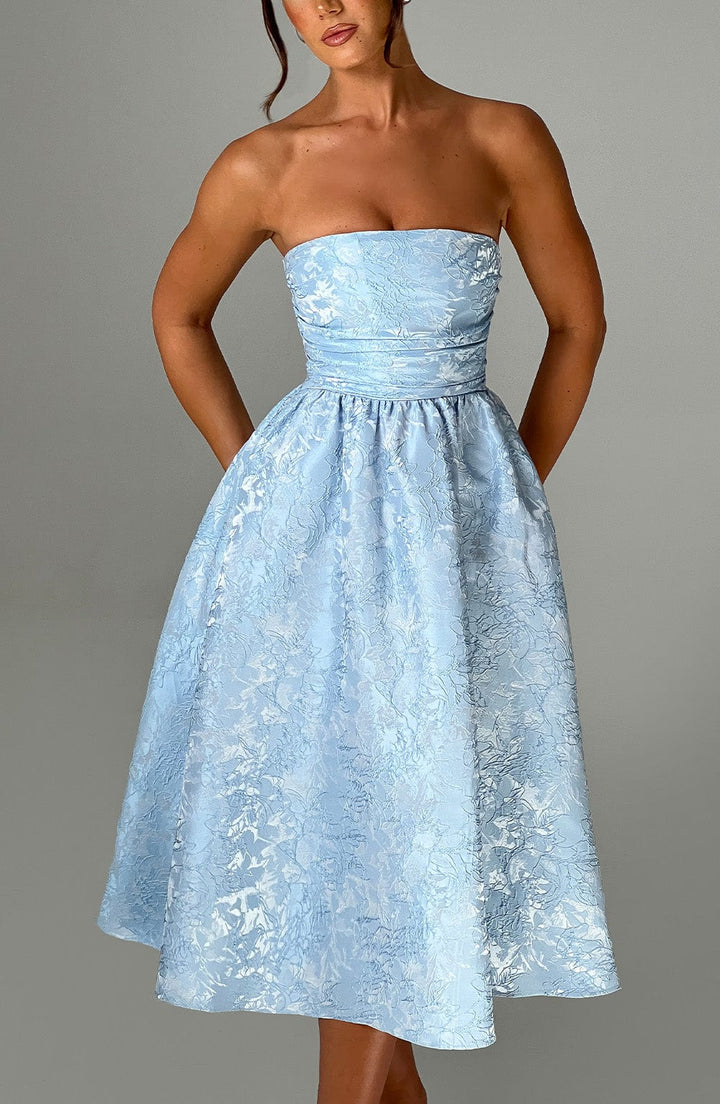 Ivy Strapless Jacquard Midi Dress