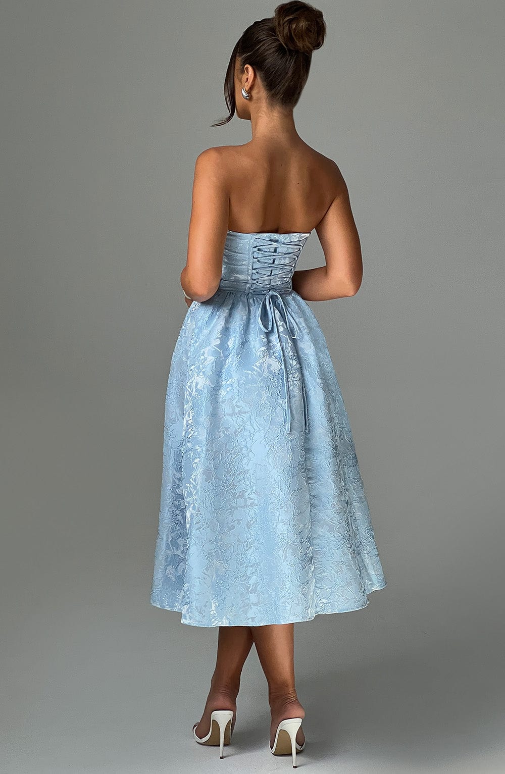 Ivy Strapless Jacquard Midi Dress