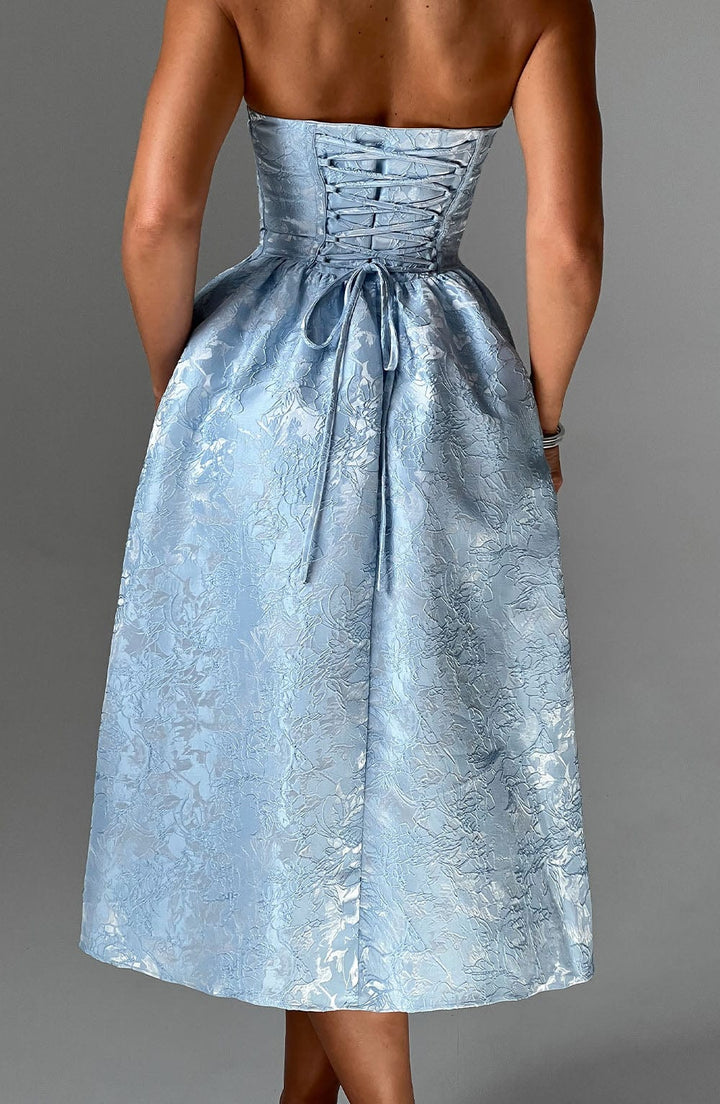 Ivy Strapless Jacquard Midi Dress