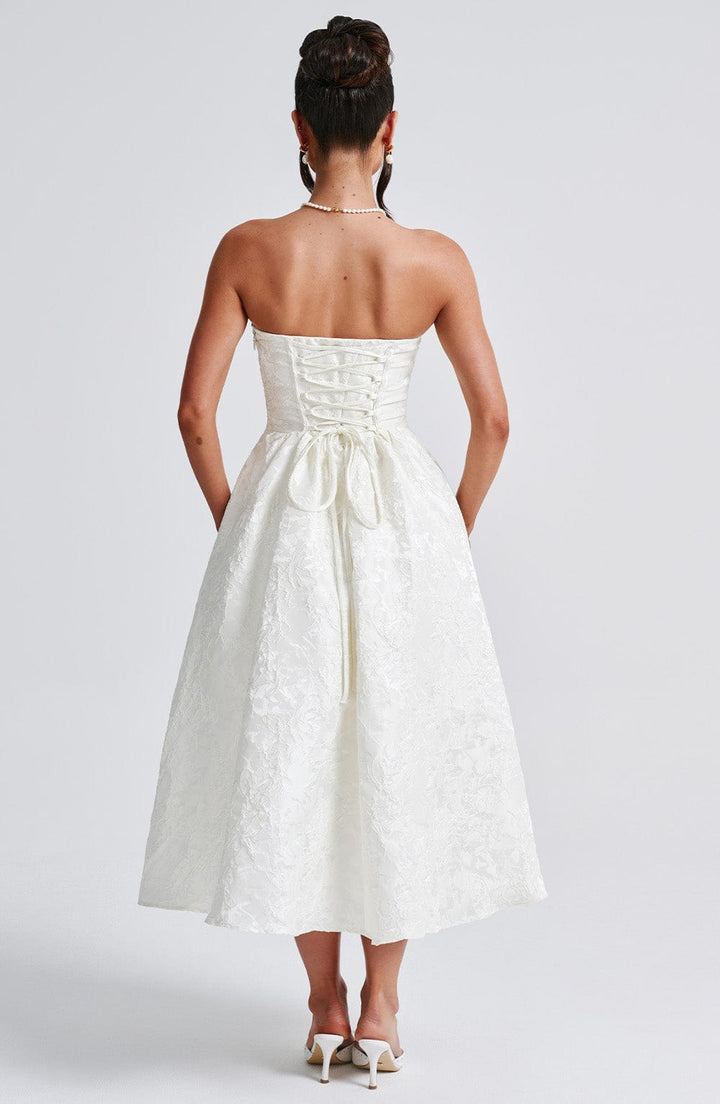 Ivy Strapless Jacquard Midi Dress