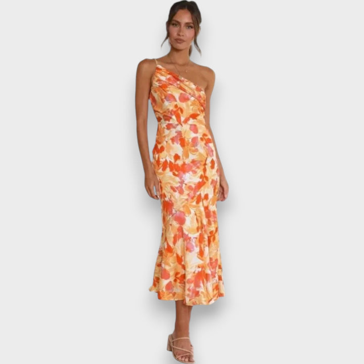 Sienna - Asymmetrical Floral Print Maxi Dress for Women