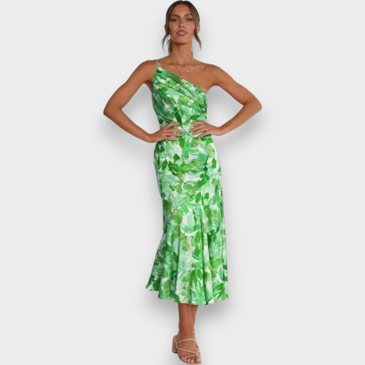 Sienna - Asymmetrical Floral Print Maxi Dress for Women