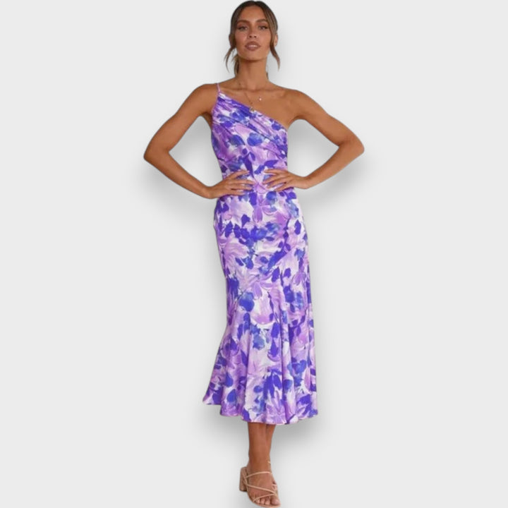 Sienna - Asymmetrical Floral Print Maxi Dress for Women