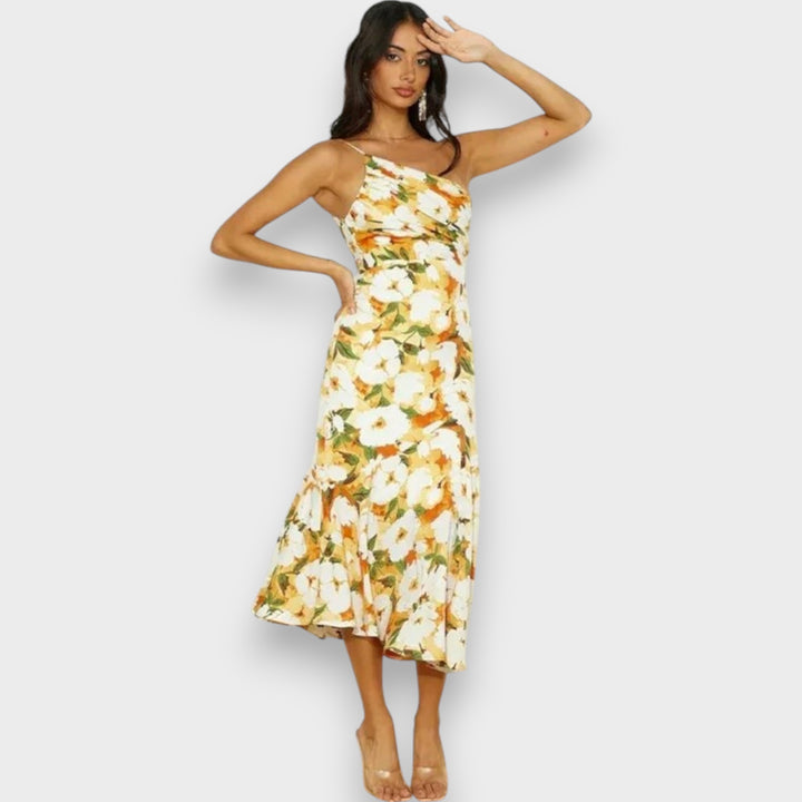 Sienna - Asymmetrical Floral Print Maxi Dress for Women