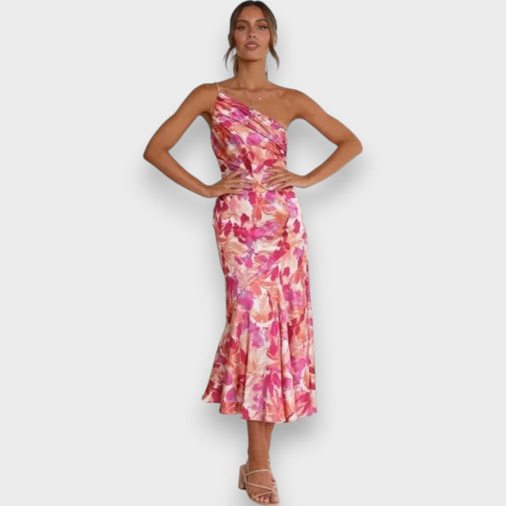 Sienna - Asymmetrical Floral Print Maxi Dress for Women