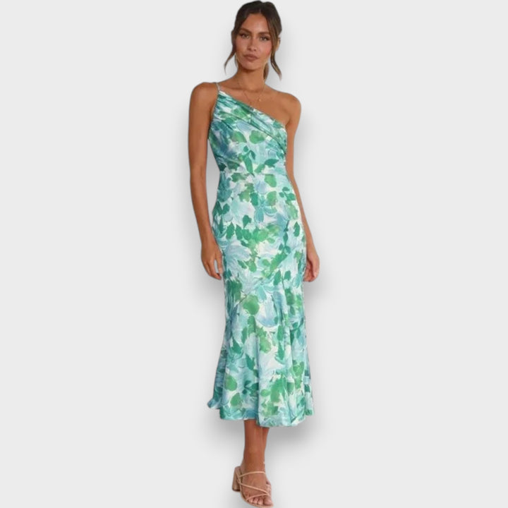Sienna - Asymmetrical Floral Print Maxi Dress for Women